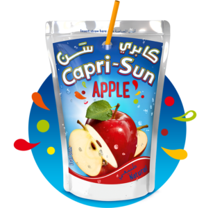 Capri Sun Apple 200ml with background and splashes Nigeria