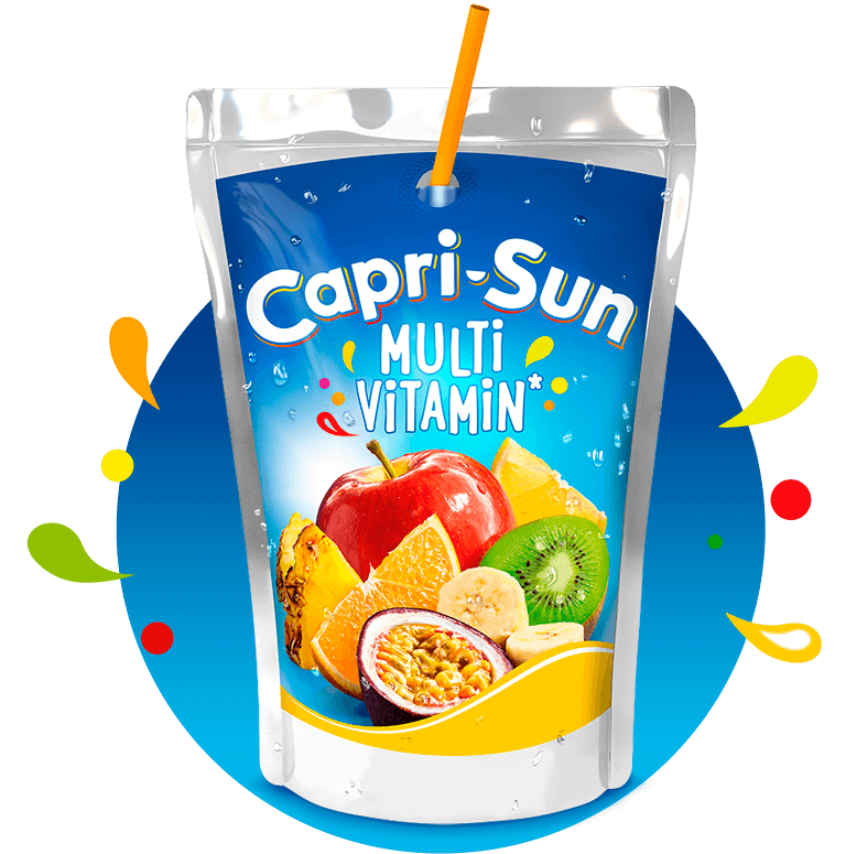 Capri Sun Multivitamin 200ml with background and splashes
